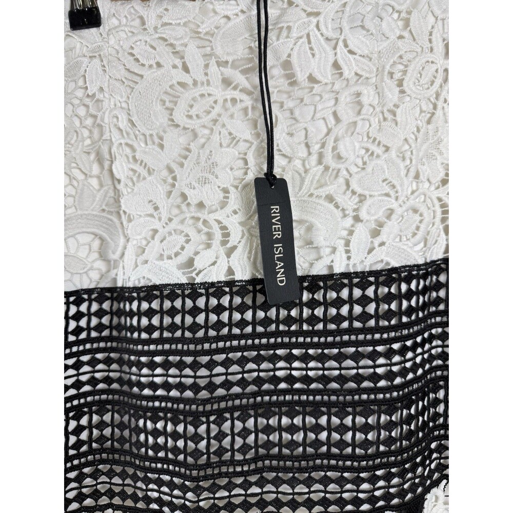 River Island Vintage White/Black‎ Lace Midi Skirt Women’s 16 NWT - Picture 3 of 6